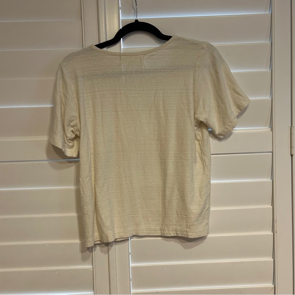 Laude the Label Cropped Crew Neck Tee Shirt Ivory Size Medium - Picture 5 of 5